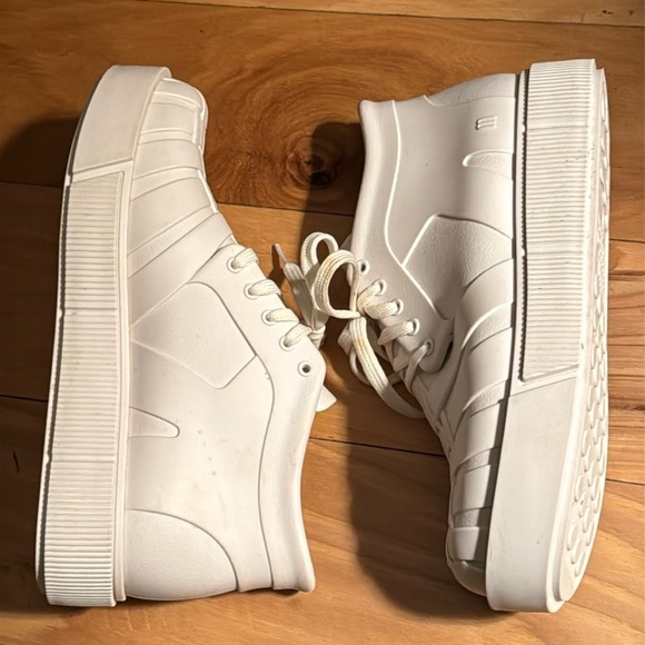 Melissa Shadow flatform ankle boots white women’s sz 9 lace up round front - Picture 8 of 12